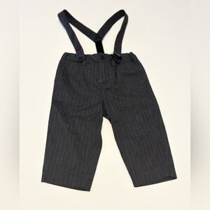 Dolce&Gabbana Classic Gray Pinstripe Kids Suspender Pants Size 9/12 months